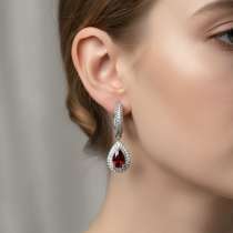 Серьги с красным цирконием, в Москве