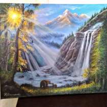 Продам картину маслом "Водопад в горах", в Ростове-на-Дону