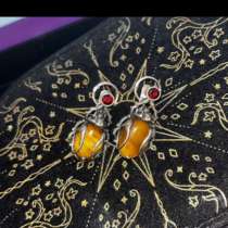 Серебряные серьги с тигровым глазом, в Калининграде