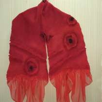 Красный шерстяной шарф с шифоном, в г.Минск