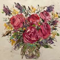 Картина маслом Цветы мастихином, в Москве