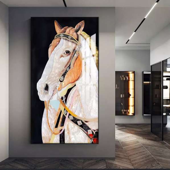Horse glass Painting modern design custom home decor в 