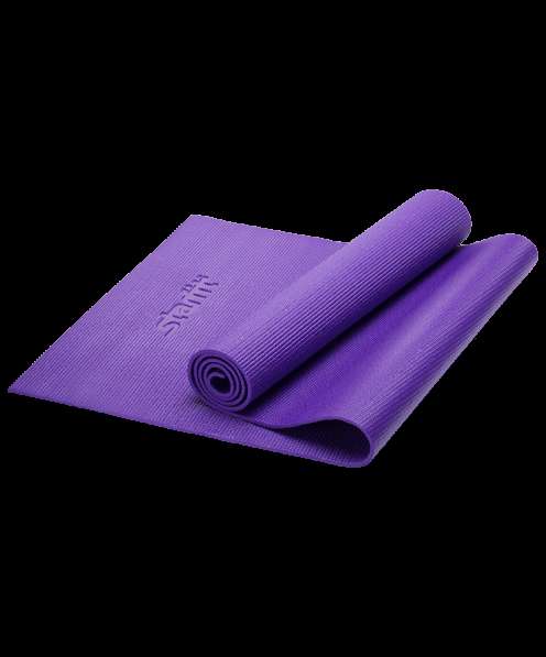 Коврик для йоги FM-101 PVC 173x61x0,6 см, фиолетовый в Сочи
