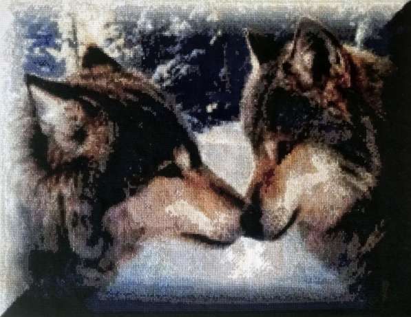 Вышитая картина "Волки"