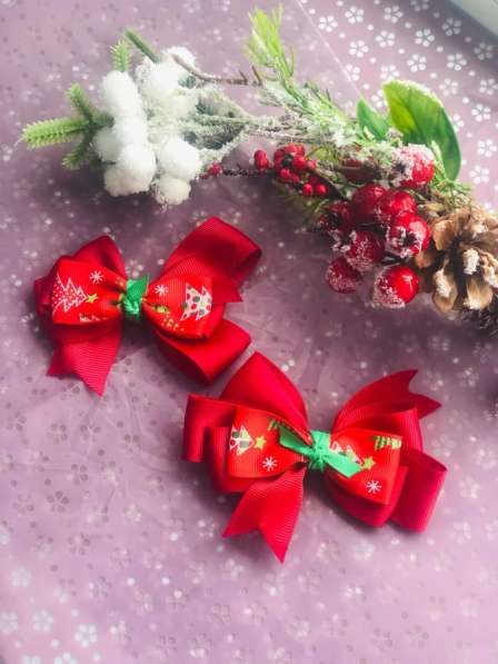 Новогодние Бантики и заколочки ручной работы