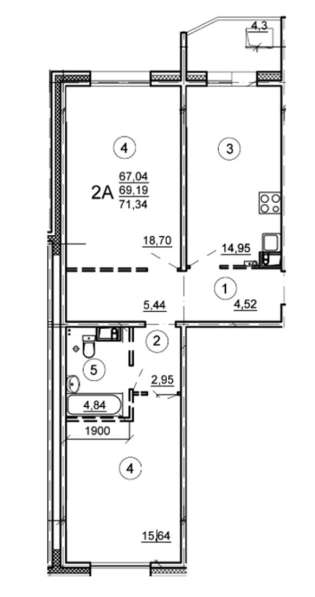 Продам двухкомнатную квартиру в Тверь.Жилая площадь 71 кв.м.Этаж 8.Есть Балкон. в Твери фото 15