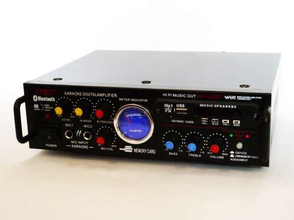 Усилитель звука UKC AV-339A + USB + КАРАОКЕ 2 микрофона в 
