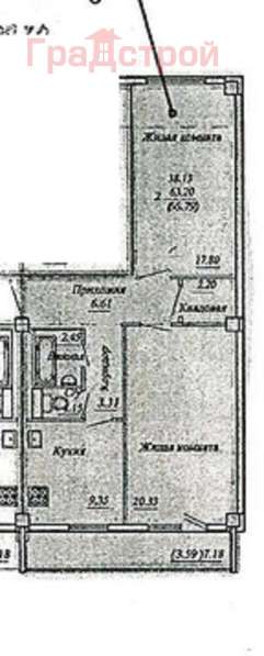 Продам двухкомнатную квартиру в Вологда.Жилая площадь 67,40 кв.м.Дом монолитный.Есть Балкон. в Вологде фото 3
