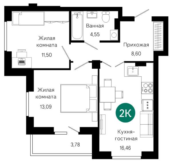 Отличная 2-квартира с ремонтом, на набережной. Уктус в Екатеринбурге фото 23