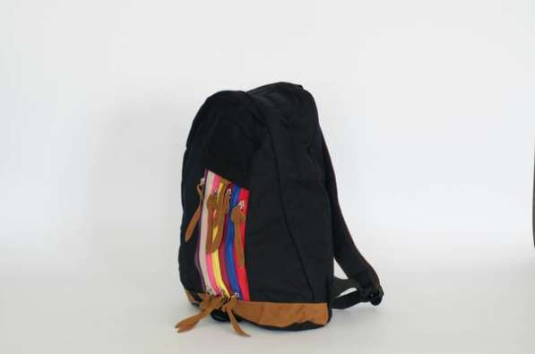 Рюкзак черный коричневый с цветными молниями в фото 8