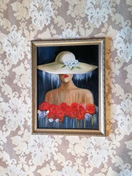 Картина маслом интерьерная Дама в шляпе (фея дождя) живопись в Москве фото 3