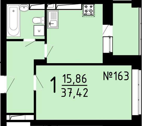 Продам однокомнатную квартиру в Липецке. Жилая площадь 37,42 кв.м. Этаж 11. Дом кирпичный. 
