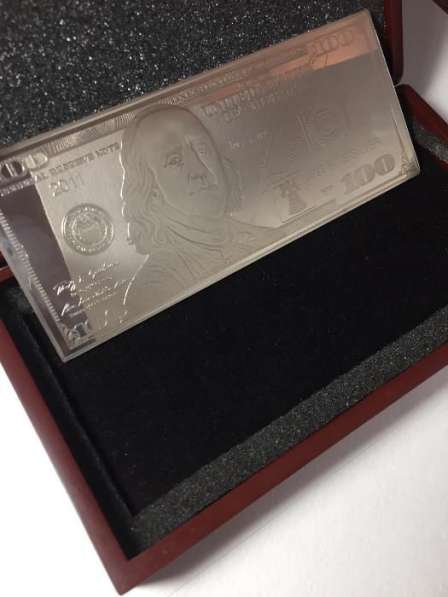 Серебрянная 100$ (сто долларов) купюра в Москве фото 3