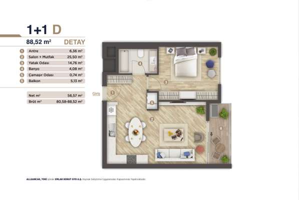 2-к. квартира 57м ² Турция, Бодрум, Измир в фото 7