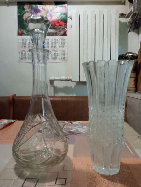 Граненые рюмки 100мл., хрустальные вазы, хрустальный графин в фото 4