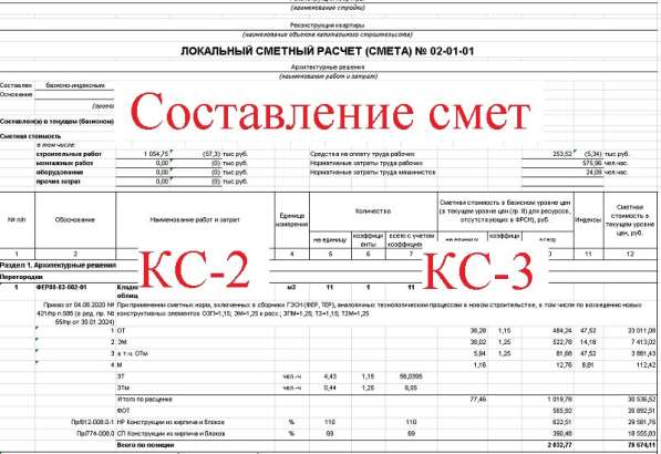 Составлю смету. КС-2, КС-3 в Обнинске