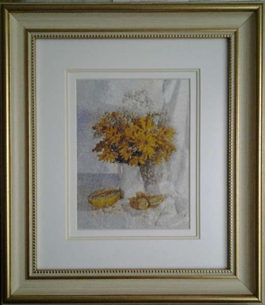 Картина -миниатюра «Жёлтый букет»,ручная работа, вышивка