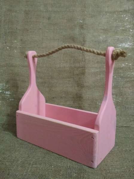 Деревянный ящик - корзинка розовый