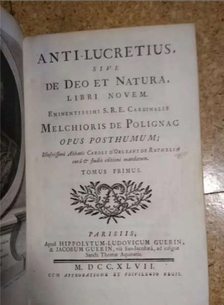 Книга Anti-Lucretius, sive de Deo et Natura 1747 в Лесной фото 6