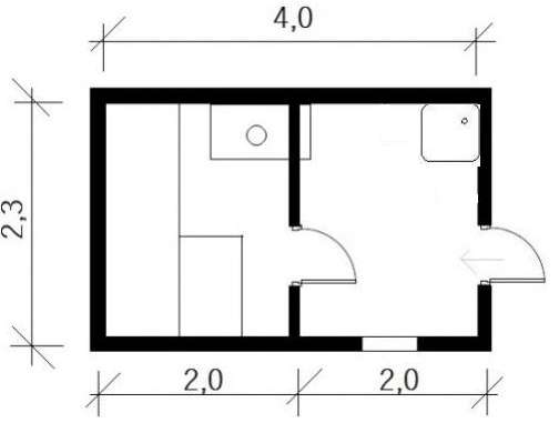 Каркасная мобильная баня 4x2,3 в Москве