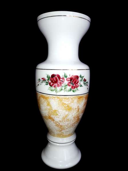 Винтажная ваза молочное стекло, ручная роспись. Цветы, розы в Москве фото 4