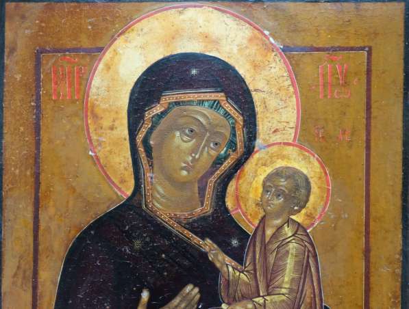 Старинная икона Матери Божией «Тихвинская» в окладе. XVIII в в Санкт-Петербурге фото 17