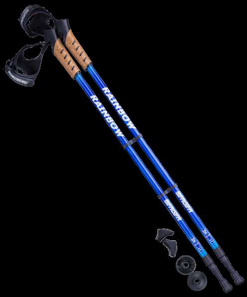 Палки для скандинавской ходьбы Rainbow, 77-135 см, 2-секционные, синий/голубой в Сочи фото 6