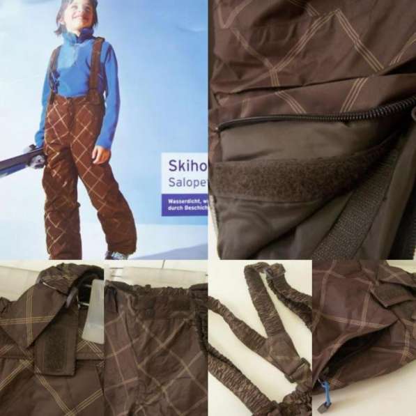 Стильные лыжные для мальчика штаны -полукомбинезон в клетку