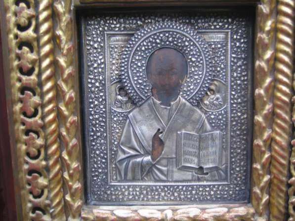 Старинный иконостас-Триптих-,оклады-серебро 84*,XIXв в Москве фото 3