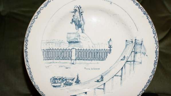 Декоративная тарелка с Медным Всадником. Россия, XIX век в Санкт-Петербурге фото 8