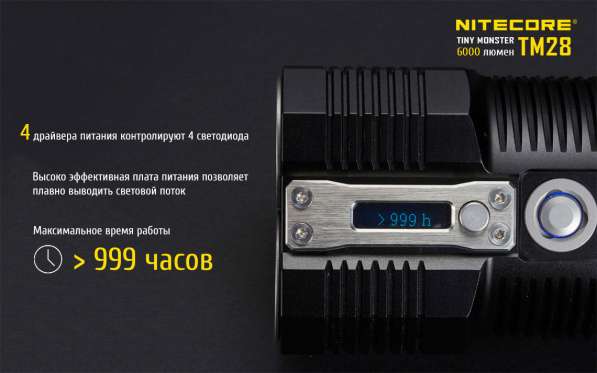 NiteCore Сверхмощный поисковый фонарь NiteCore TM28 с встроенной зарядкой в Москве фото 3