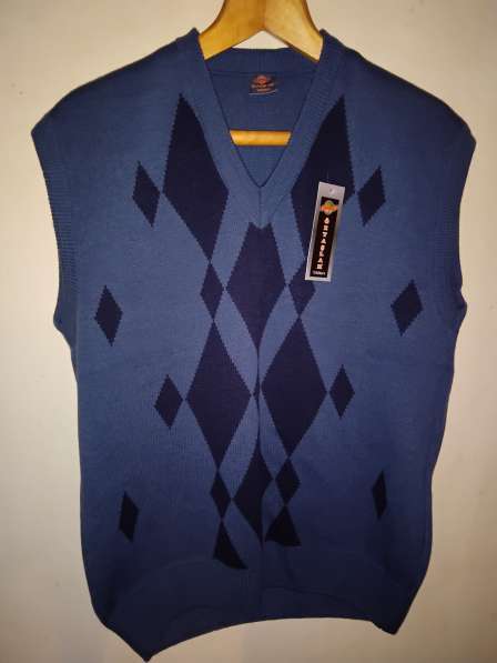 Новый свитер без рукавов, серо-синий, размер 50, рост 4