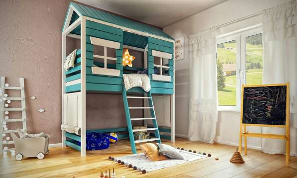 Двухъярусная кровать-домик из сосны. На заказ в Москве фото 6
