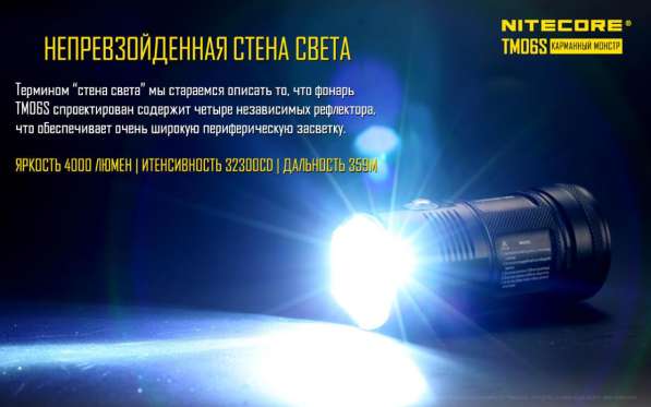 NiteCore Яркий аккумуляторный фоанарь - NiteCore TM06S в Москве фото 7