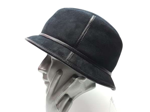 Панама мужская меховая зимняя шляпа (черный) в Москве фото 11