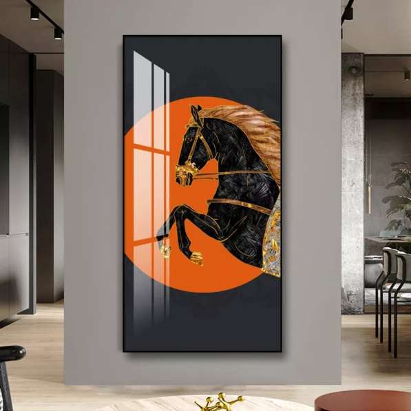 Horse glass Painting modern design custom home decor