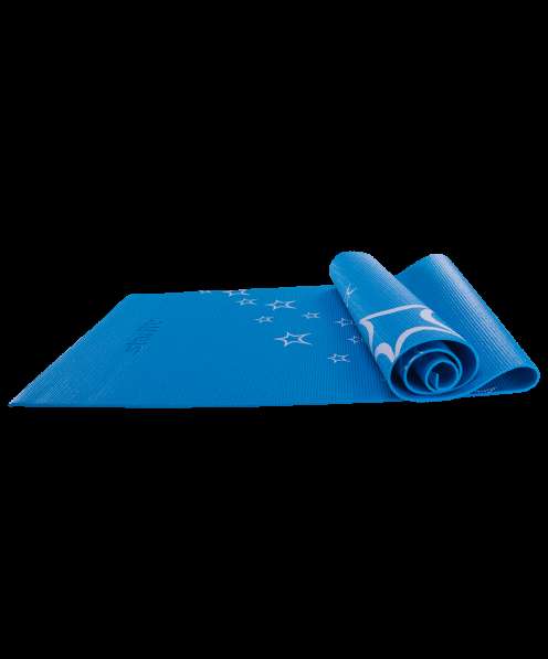 Коврик для йоги FM-102 PVC 173x61x0,3 см, с рисунком, синий в Сочи