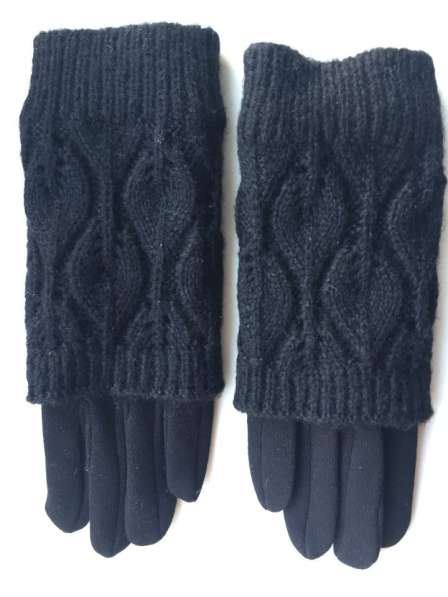 Перчатки новые 44 46 черные теплые верх съемный вязаные мода
