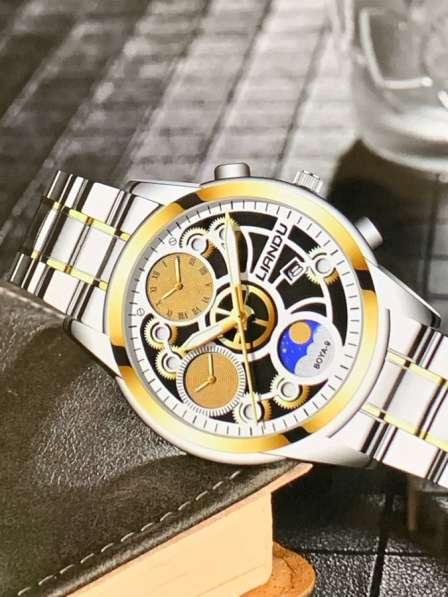 Великолепные мужские качественные часы, белое с золотом