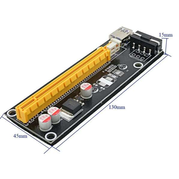 Райзер riser PCI-E x1-x16 60см доп питание molex в Красноярске фото 11