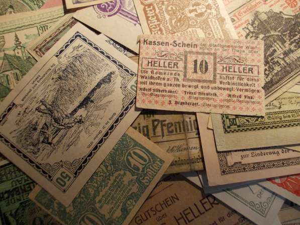 Подлинные нотгельды Австрии 1919-1921 годы. 100 штук