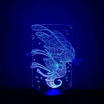 Светодиодный 3Д ночник "Морской конёк", в Череповце