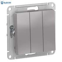 3-клавишный выключатель, сх.1+1+1, 10АХ, механизм, Алюминий, в г.Минск