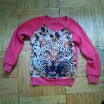 Свитшот кофта свитер яркий розовый тигр леопард, в Санкт-Петербурге