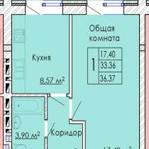 1-комнатная квартира 36,37 кв. м. дом сдан, свидетельство, в Краснодаре